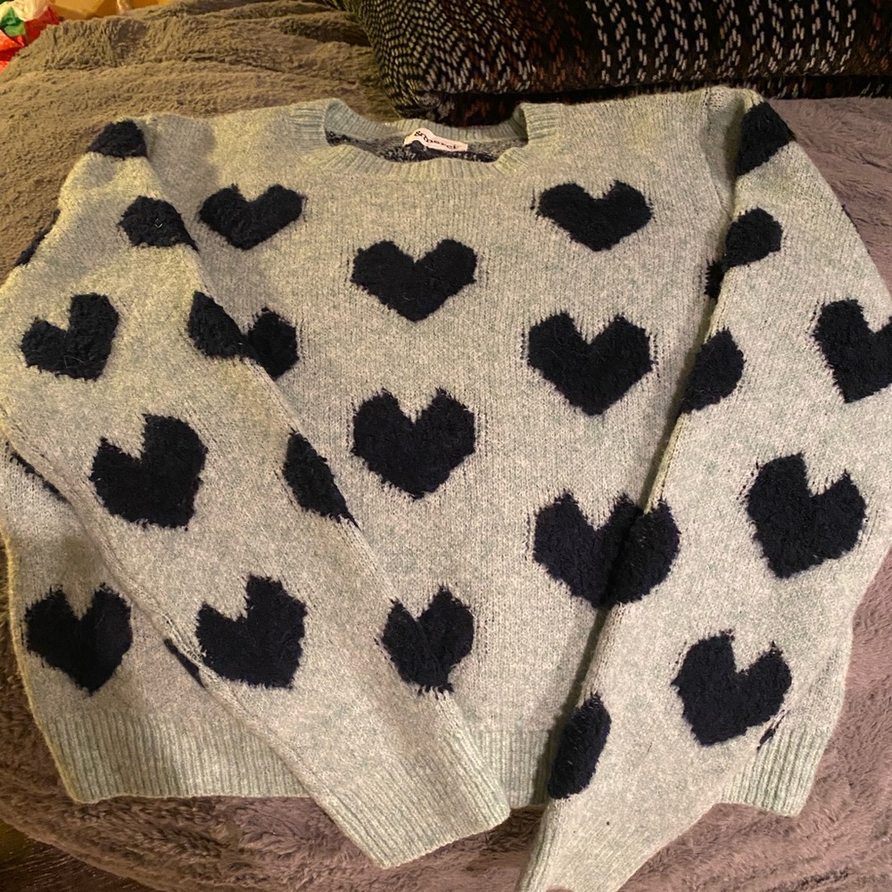 Woman’s, Merci, sea foam green, heart sweater
